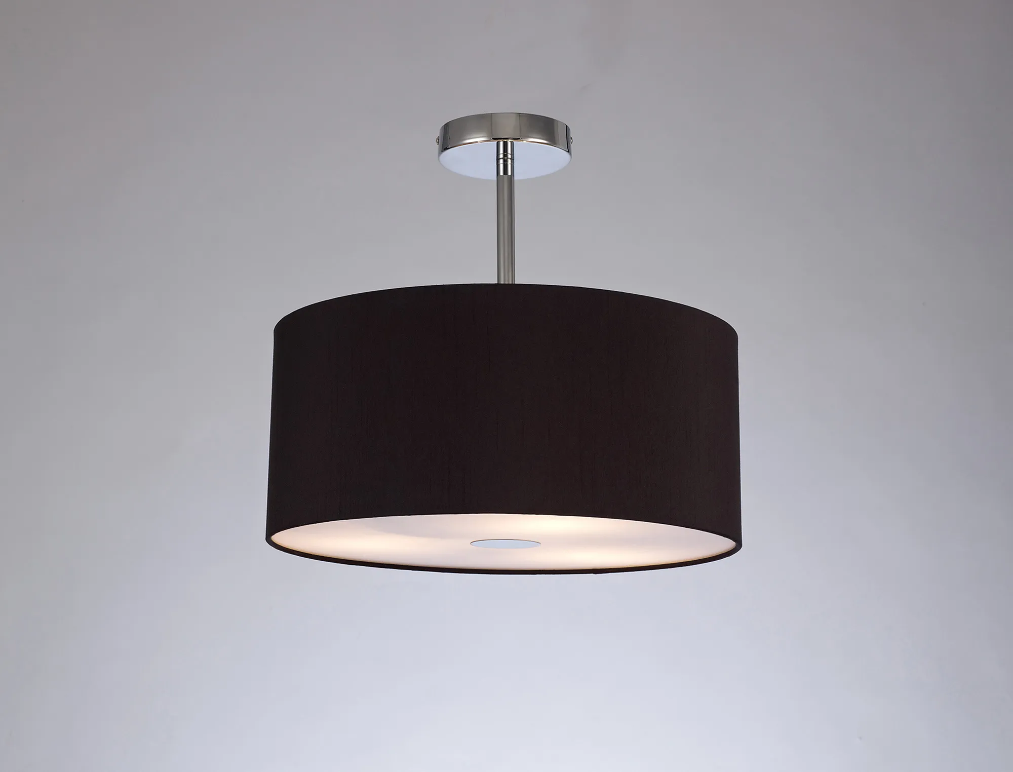 Baymont 40cm Semi Flush 3 Light Polished Chrome, Midnight Black/Green Olive, Frosted Diffuser DK0323  Deco Baymont CH BL/GR